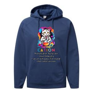 Cation Funny Chemistry Humor Science Teacher Cat Pun Gift Performance Fleece Hoodie