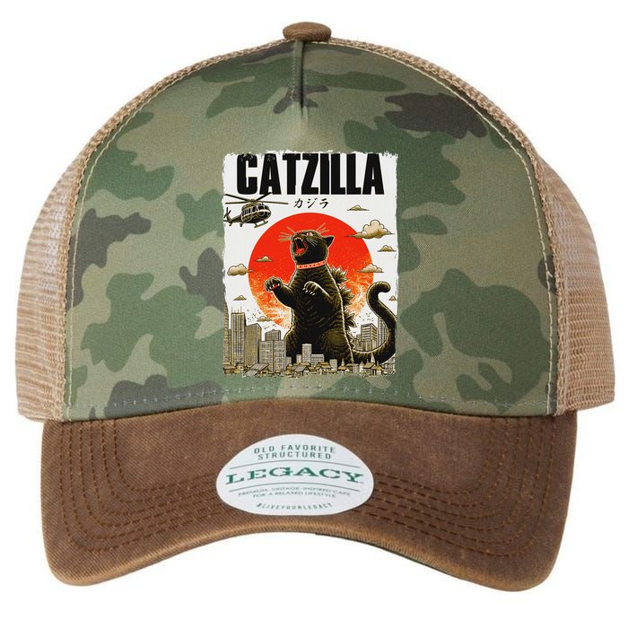 Catzilla Funny Cat Lover Kitten Catzilla Cat Japanese Art Legacy Tie Dye Trucker Hat
