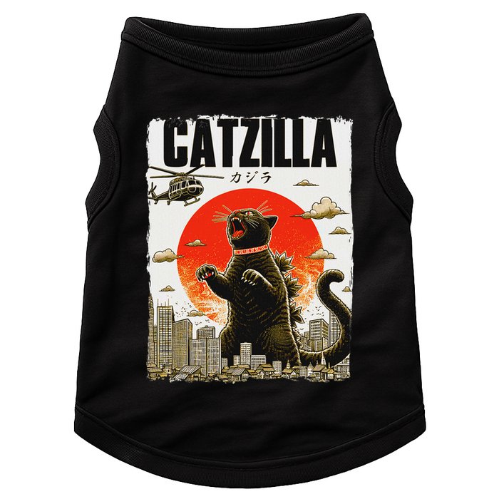 Catzilla Funny Cat Lover Kitten Catzilla Cat Japanese Art Doggie Tank