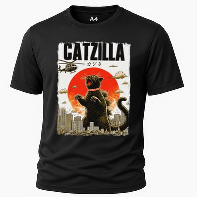 Catzilla Funny Cat Lover Kitten Catzilla Cat Japanese Art Performance Shirt