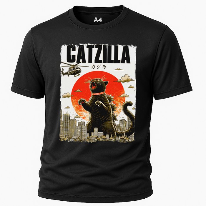 Catzilla Funny Cat Lover Kitten Catzilla Cat Japanese Art Performance Shirt