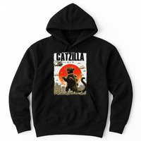 Catzilla Funny Cat Lover Kitten Catzilla Cat Japanese Art Hoodie