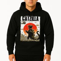 Catzilla Funny Cat Lover Kitten Catzilla Cat Japanese Art Hoodie