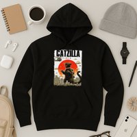 Catzilla Funny Cat Lover Kitten Catzilla Cat Japanese Art Hoodie