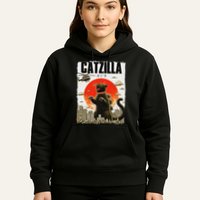Catzilla Funny Cat Lover Kitten Catzilla Cat Japanese Art Hoodie