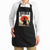 Catzilla Funny Cat Lover Kitten Catzilla Cat Japanese Art Apron