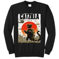 Catzilla Funny Cat Lover Kitten Catzilla Cat Japanese Art Sweatshirt