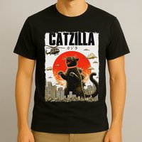 Catzilla Funny Cat Lover Kitten Catzilla Cat Japanese Art T-Shirt