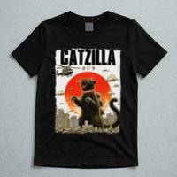 Catzilla Funny Cat Lover Kitten Catzilla Cat Japanese Art T-Shirt