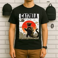 Catzilla Funny Cat Lover Kitten Catzilla Cat Japanese Art T-Shirt