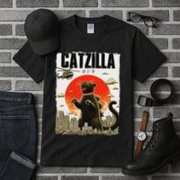 Catzilla Funny Cat Lover Kitten Catzilla Cat Japanese Art Tall T-Shirt