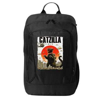 Catzilla Funny Cat Lover Kitten Catzilla Cat Japanese Art City Backpack