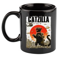 Catzilla Funny Cat Lover Kitten Catzilla Cat Japanese Art 11oz C Handle Ceramic Mug