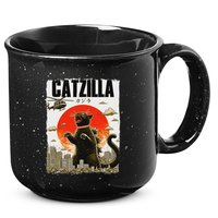 Catzilla Funny Cat Lover Kitten Catzilla Cat Japanese Art 15oz Campfire Ceramic Mug