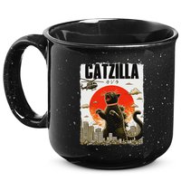 Catzilla Funny Cat Lover Kitten Catzilla Cat Japanese Art 15oz Campfire Ceramic Mug