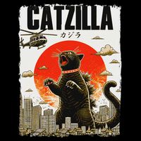 Catzilla Funny Cat Lover Kitten Catzilla Cat Japanese Art Youth Performance Sprint T-Shirt