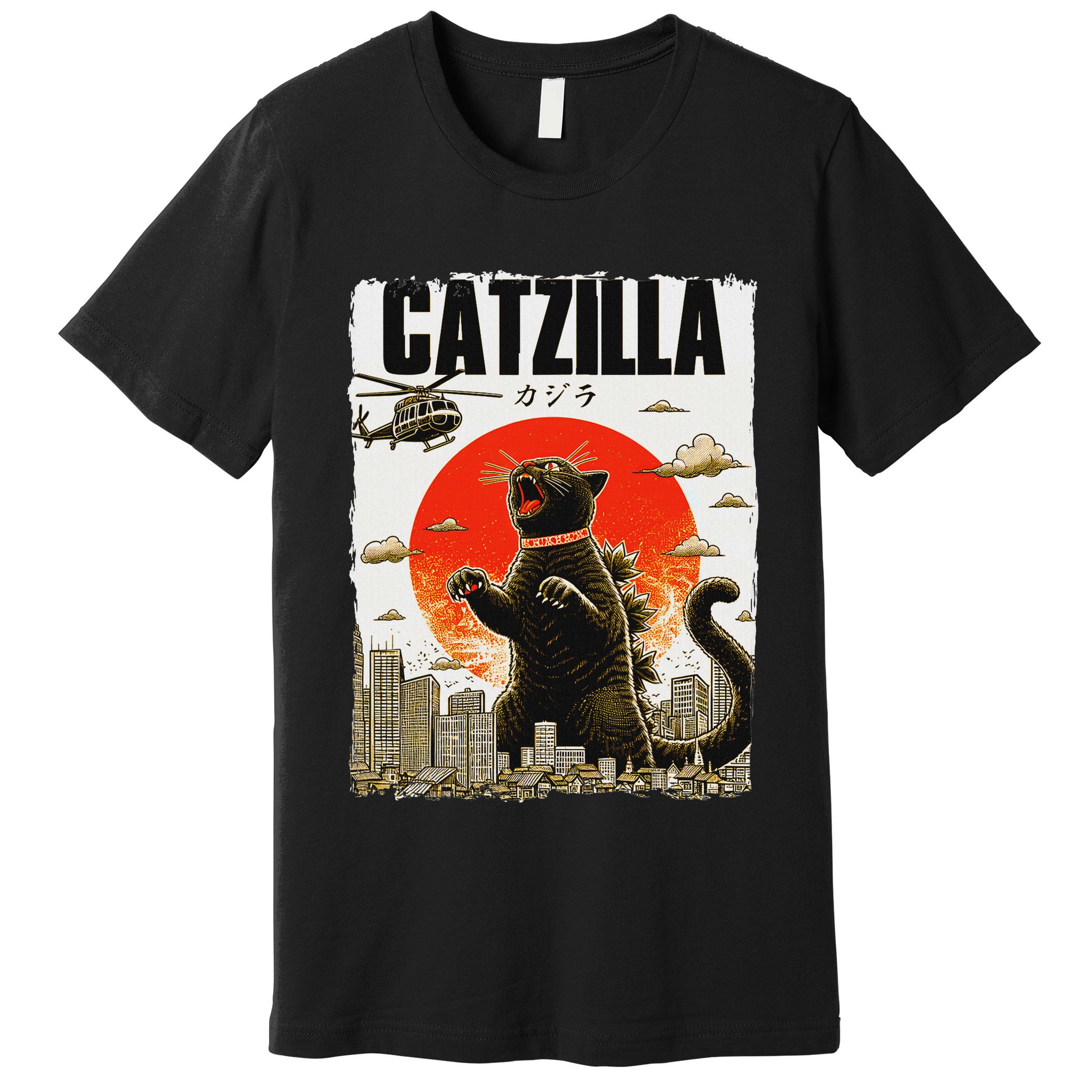 Catzilla Funny Cat Lover Kitten Catzilla Cat Japanese Art Premium T-Shirt