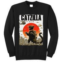 Catzilla Funny Cat Lover Kitten Catzilla Cat Japanese Art Tall Sweatshirt