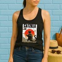 Catzilla Funny Cat Lover Kitten Catzilla Cat Japanese Art Womens Tank Top