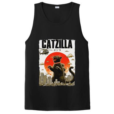 Catzilla Funny Cat Lover Kitten Catzilla Cat Japanese Art PosiCharge Competitor Tank
