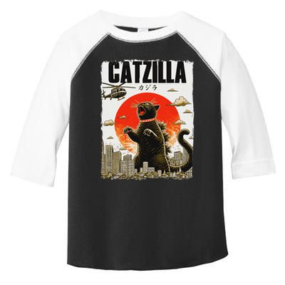 Catzilla Funny Cat Lover Kitten Catzilla Cat Japanese Art Toddler Fine Jersey T-Shirt