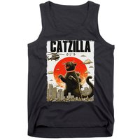 Catzilla Funny Cat Lover Kitten Catzilla Cat Japanese Art Tank Top