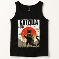 Catzilla Funny Cat Lover Kitten Catzilla Cat Japanese Art Tank Top