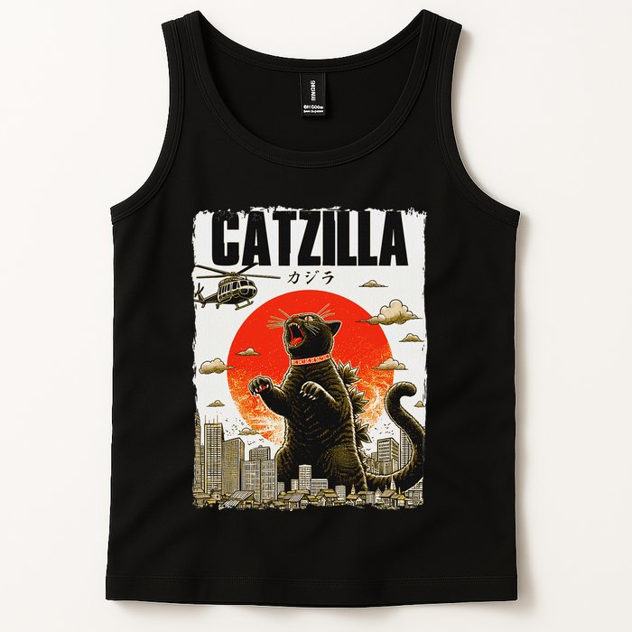 Catzilla Funny Cat Lover Kitten Catzilla Cat Japanese Art Tank Top