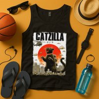 Catzilla Funny Cat Lover Kitten Catzilla Cat Japanese Art Tank Top