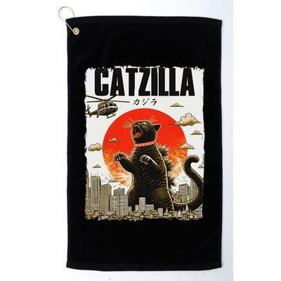 Catzilla Funny Cat Lover Kitten Catzilla Cat Japanese Art Golf Towel