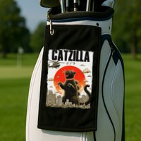 Catzilla Funny Cat Lover Kitten Catzilla Cat Japanese Art Golf Towel