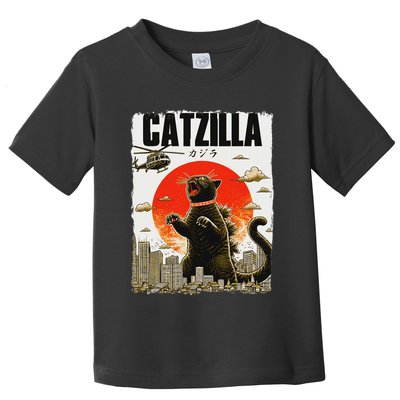 Catzilla Funny Cat Lover Kitten Catzilla Cat Japanese Art Toddler T-Shirt
