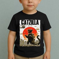 Catzilla Funny Cat Lover Kitten Catzilla Cat Japanese Art Toddler T-Shirt