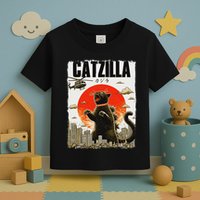 Catzilla Funny Cat Lover Kitten Catzilla Cat Japanese Art Toddler T-Shirt