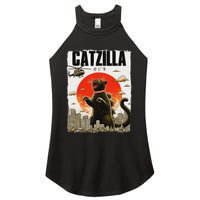 Catzilla Funny Cat Lover Kitten Catzilla Cat Japanese Art Women's Perfect Tri Rocker Tank