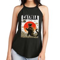 Catzilla Funny Cat Lover Kitten Catzilla Cat Japanese Art Women's Perfect Tri Rocker Tank
