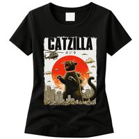 Catzilla Funny Cat Lover Kitten Catzilla Cat Japanese Art Womens T-Shirt