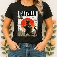 Catzilla Funny Cat Lover Kitten Catzilla Cat Japanese Art Womens T-Shirt