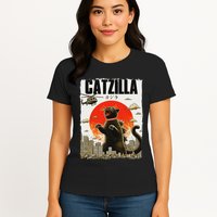 Catzilla Funny Cat Lover Kitten Catzilla Cat Japanese Art Womens T-Shirt