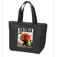 Catzilla Funny Cat Lover Kitten Catzilla Cat Japanese Art Zip Tote Bag