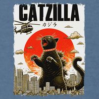 Catzilla Funny Cat Lover Kitten Catzilla Cat Japanese Art Garment-Dyed Sweatshirt