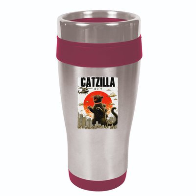 Catzilla Funny Cat Lover Kitten Catzilla Cat Japanese Art 16oz Travel Tumbler
