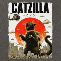 Catzilla Funny Cat Lover Kitten Catzilla Cat Japanese Art Cotton Canvas Backpack