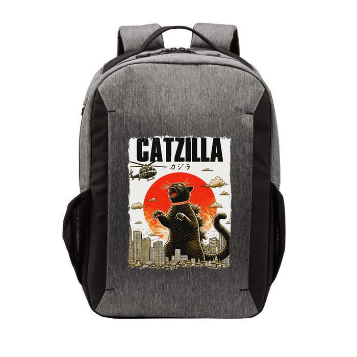 Catzilla Funny Cat Lover Kitten Catzilla Cat Japanese Art Vector Backpack