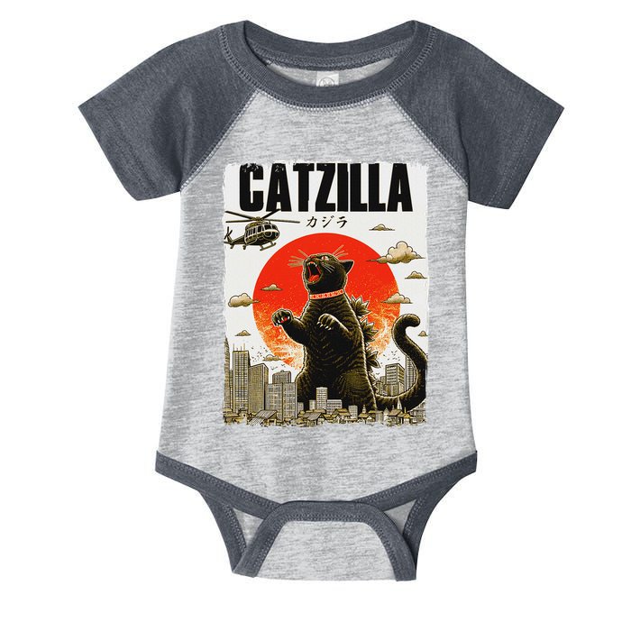 Catzilla Funny Cat Lover Kitten Catzilla Cat Japanese Art Infant Baby Jersey Bodysuit