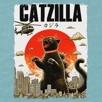 Catzilla Funny Cat Lover Kitten Catzilla Cat Japanese Art Sueded Cloud Jersey T-Shirt