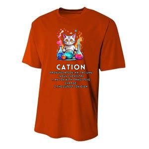 Cation Funny Chemistry Humor Science Teacher Cat Pun Meaningful Gift Performance Sprint T-Shirt