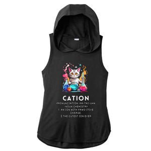 Cation Funny Chemistry Humor Science Teacher Cat Pun Meaningful Gift Ladies PosiCharge Tri-Blend Wicking Draft Hoodie Tank