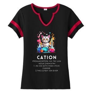 Cation Funny Chemistry Humor Science Teacher Cat Pun Meaningful Gift Ladies Halftime Notch Neck Tee