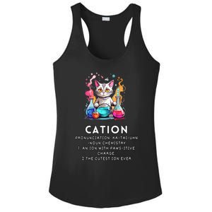 Cation Funny Chemistry Humor Science Teacher Cat Pun Meaningful Gift Ladies PosiCharge Competitor Racerback Tank